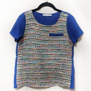 Potter's Pot Artsy Embroidered Blue Blouse S